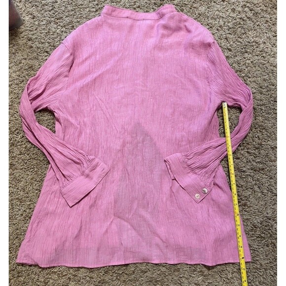 White Fox Womens Take Me Out Oversized Button Down Shirt Crinkle Pink Sz S/M - Picture 6 of 6
